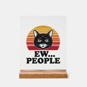 T-shirt drôle de chat noir Ew personnes rétro Suns