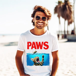 T-shirt drôle de chat PATTE parodie de Jaws