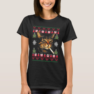 T-shirt drôle de chat qui fume pour Noël pour
