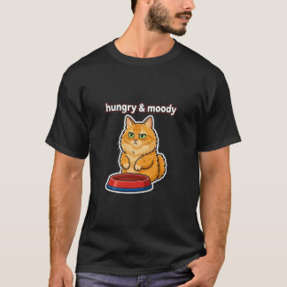 T-shirt drôle de chat roux affamé et lunatique