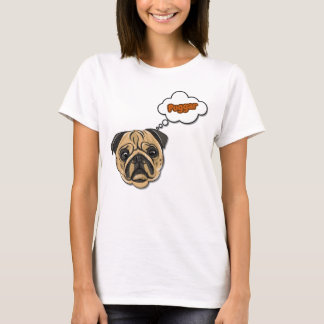 T-shirt drôle de chien carlin avec nuage de pensée