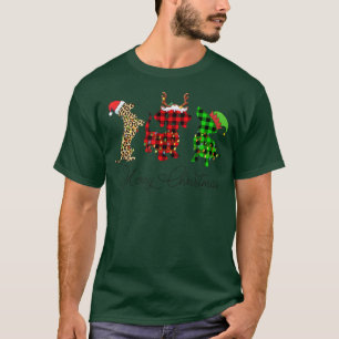 T-shirt Drôle de chien de Dachshund Noël Léopard Plaid San
