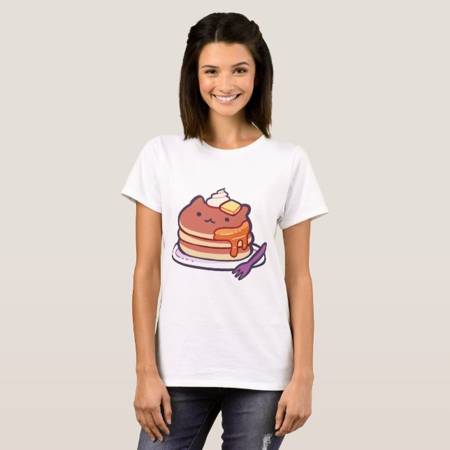 T-shirt drôle de crêpes de chat (Devant entier)