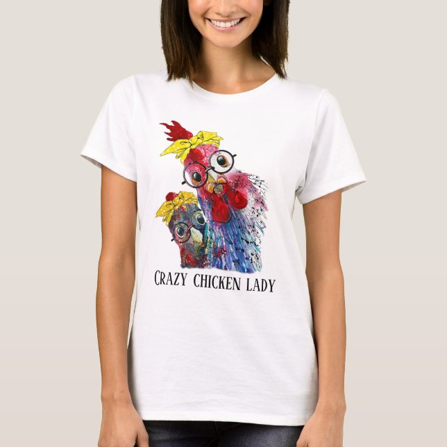 T-shirt drôle de dame de poulet (Devant)