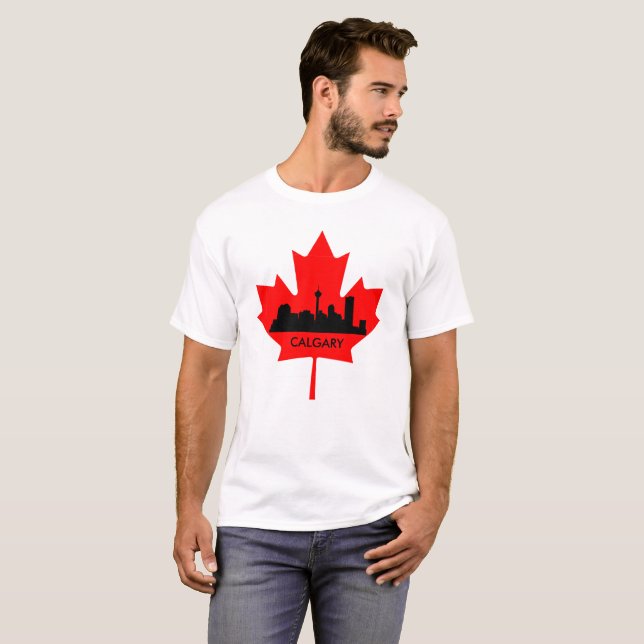 T-shirt drôle de drapeau canadien de Calgary (Devant entier)