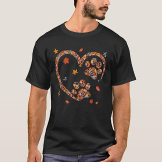 T-shirt Drôle de feuille d'automne Chat Chien Impression A