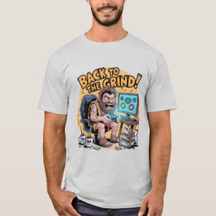 T-shirt drôle de gamer homme des cavernes Meule pr