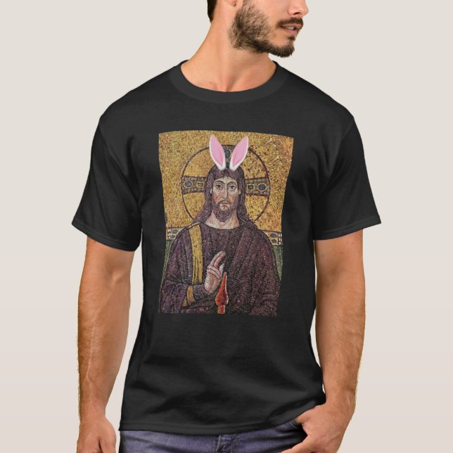 T-shirt drôle de Jésus de lapin de Pâques (Devant)
