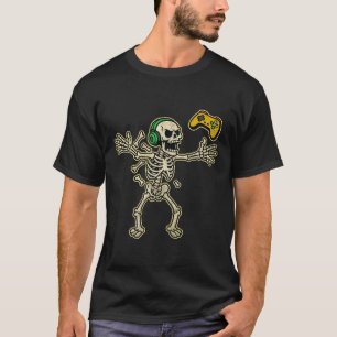 T-shirt Drôle de joueur squelette en colère joueur adolesc