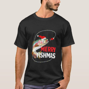 T-shirt Drôle de Joyeux Fishmas Truite Pêche Pêcheurs