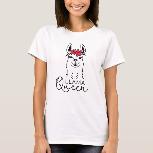 T-shirt drôle de la Reine de lama pour des filles (Devant)