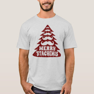 T-shirt drôle de Noël d'arbre de Noël de mousta