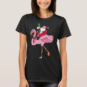 T-shirt Drôle de Noël en juillet Santa Claus Flamingo été