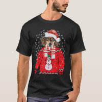 T-shirt drôle de Noël Santa avec un teckel chien v