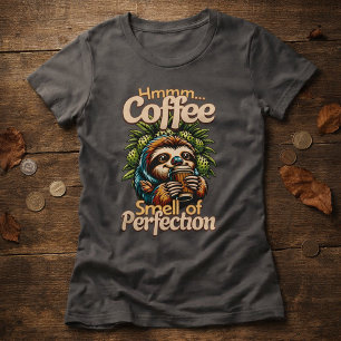 T-shirt drôle de paresseux buveur de café