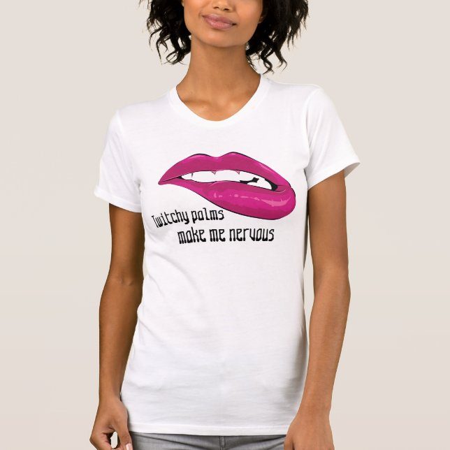 T-shirt drôle de paumes crispées de morsure de (Devant)