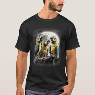 T-shirt drôle de perroquet à manches courtes noir