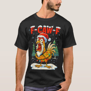 T-shirt Drôle de poulet de Noël F-caw-f lumières Santa Xma