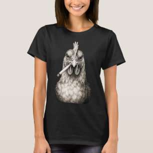 T-shirt Drôle de poulet qui fume une cigarette Mème Gen Z