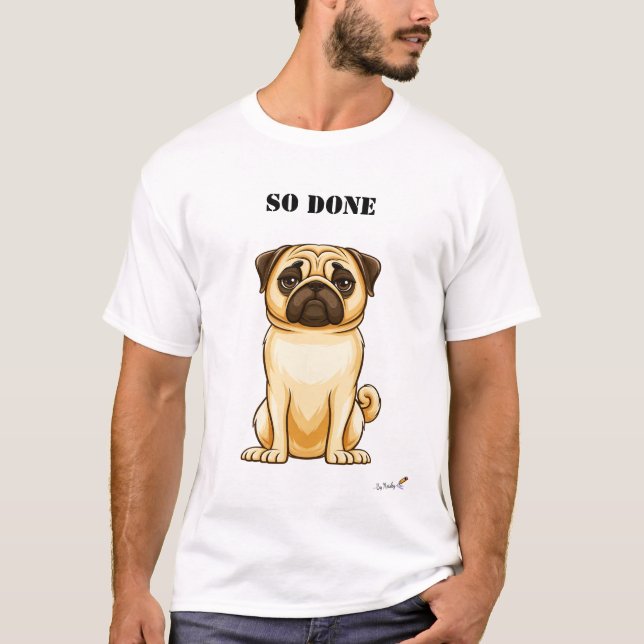 T-shirt drôle de Pug fatigué (Devant)