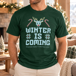 T-shirt drôle de pull de Noël moche L'hiver arrive