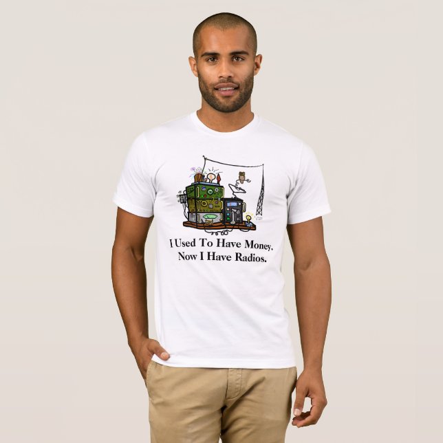 T-shirt drôle de radio-amateur d'argent de radios (Devant entier)