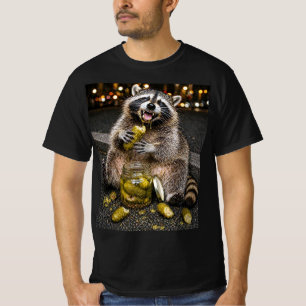 T-shirt drôle de raton laveur mangeant des cornich