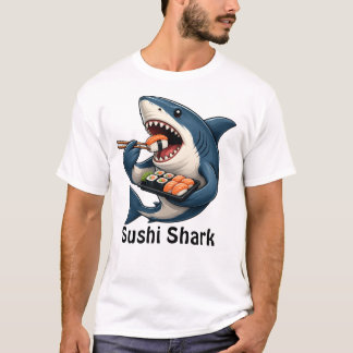 T-shirt drôle de requin sushi
