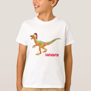T-shirt Drôle de Vélociraptor Père Noël Dinosaure Raptor N