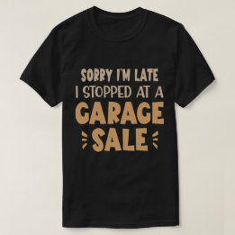 T-shirt drôle de vente de garage, noir et brun
