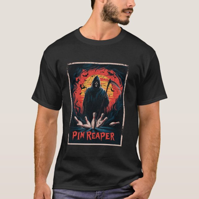 T-shirt Drôle Death Bowling Grim Reaper Bowler Dons Hommes (Devant)
