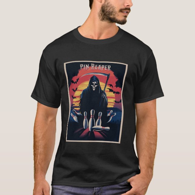 T-shirt Drôle Death Bowling Grim Reaper Bowler Dons Hommes (Devant)
