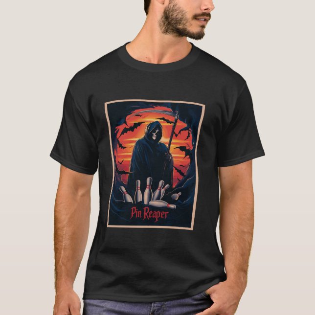 T-shirt Drôle Death Bowling Grim Reaper Bowler Dons Hommes (Devant)
