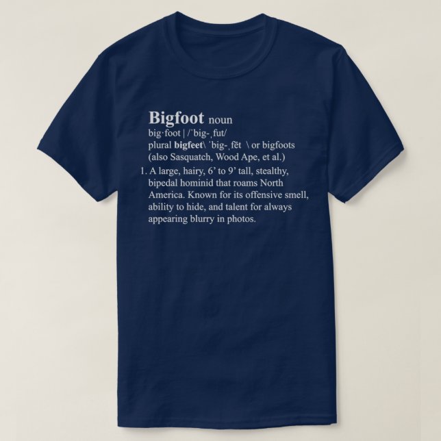 T-shirt Drôle définition Bigfoot (Design devant)
