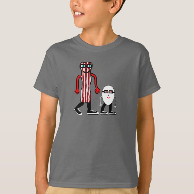 T-shirt drôle d'enfants de lard et d'oeufs (Devant)