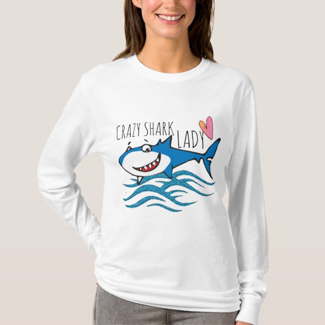 T-shirt Drôle design folk femme de requin (Devant)