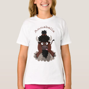 T-shirt Drôle dessin animé de bison de buffle