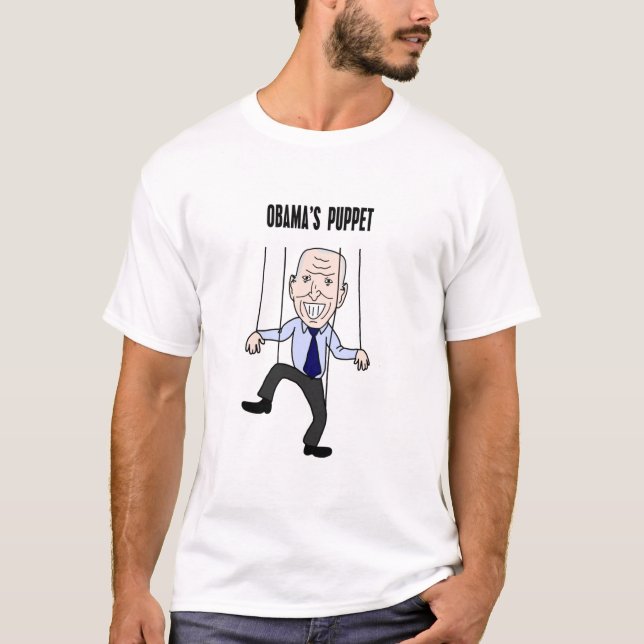 T-shirt Drôle dessin animé de la marionnette d'Obama (Devant)
