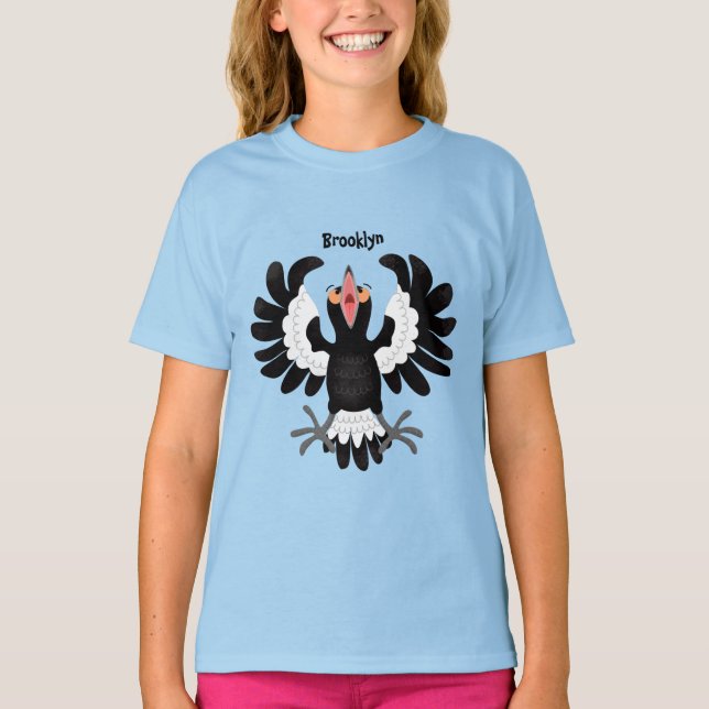 T-shirt Drôle dessin animé de Magpie australienne (Devant)