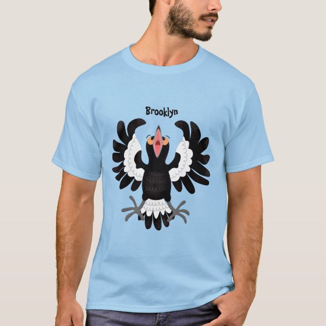 T-shirt Drôle dessin animé de Magpie australienne (Devant)