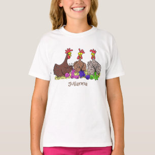 T-shirt Drôle dessin animé de poulets de tricot