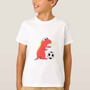 T-shirt Drôle Dessin Dinosaure Soccer Enfants Longue Manch