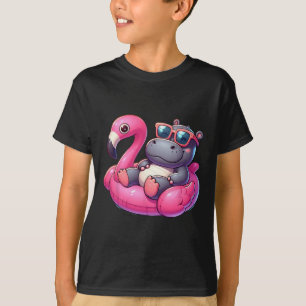 T-shirt Drôle d'été Hippopotame Rose Fête de Piscine Été H