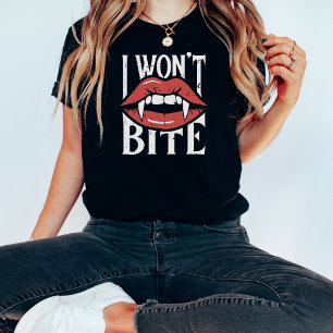 T-shirt Drôle d'Halloween Je ne vais pas mordre Vampire