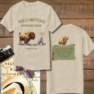 T-shirt drôle d'homme courant Bison Buffle d'Améri