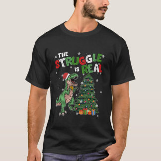 T-shirt Drôle Dinosaur Arbre de Noël Lutte Est Vrai Xma