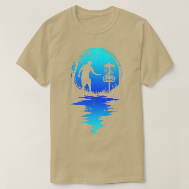 T-shirt Drôle Disque Golf Lecteur Retro Sunset Silhouette  (Design devant)