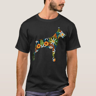 T-shirt Drôle Doberman Art Pour Hommes Femmes Floral Dober