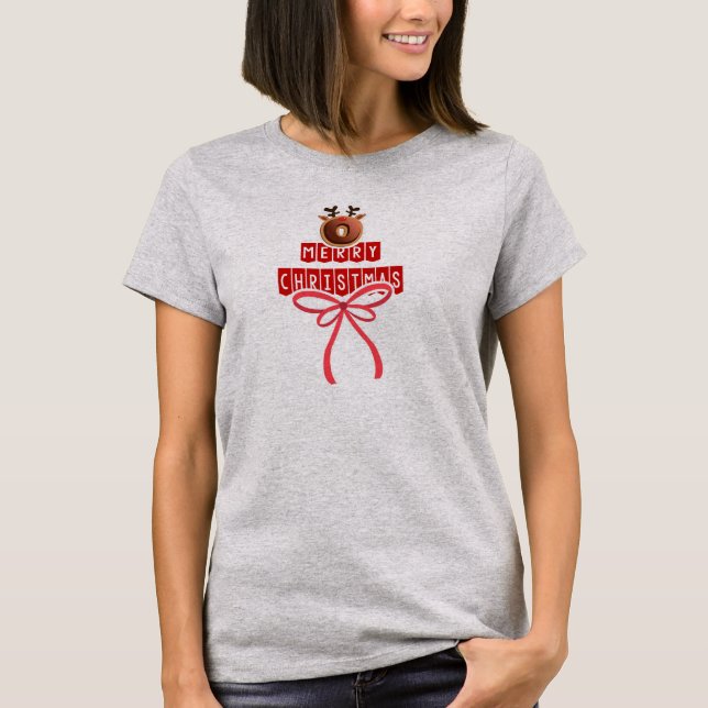 T-shirt Drôle Donut renne moderne Joyeux Noël (Devant)