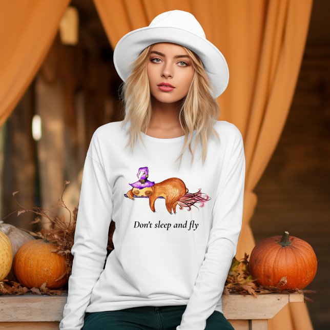 T-shirt Drôle Dormir & Voler La Longueur Manche Femme (Créateur téléchargé)